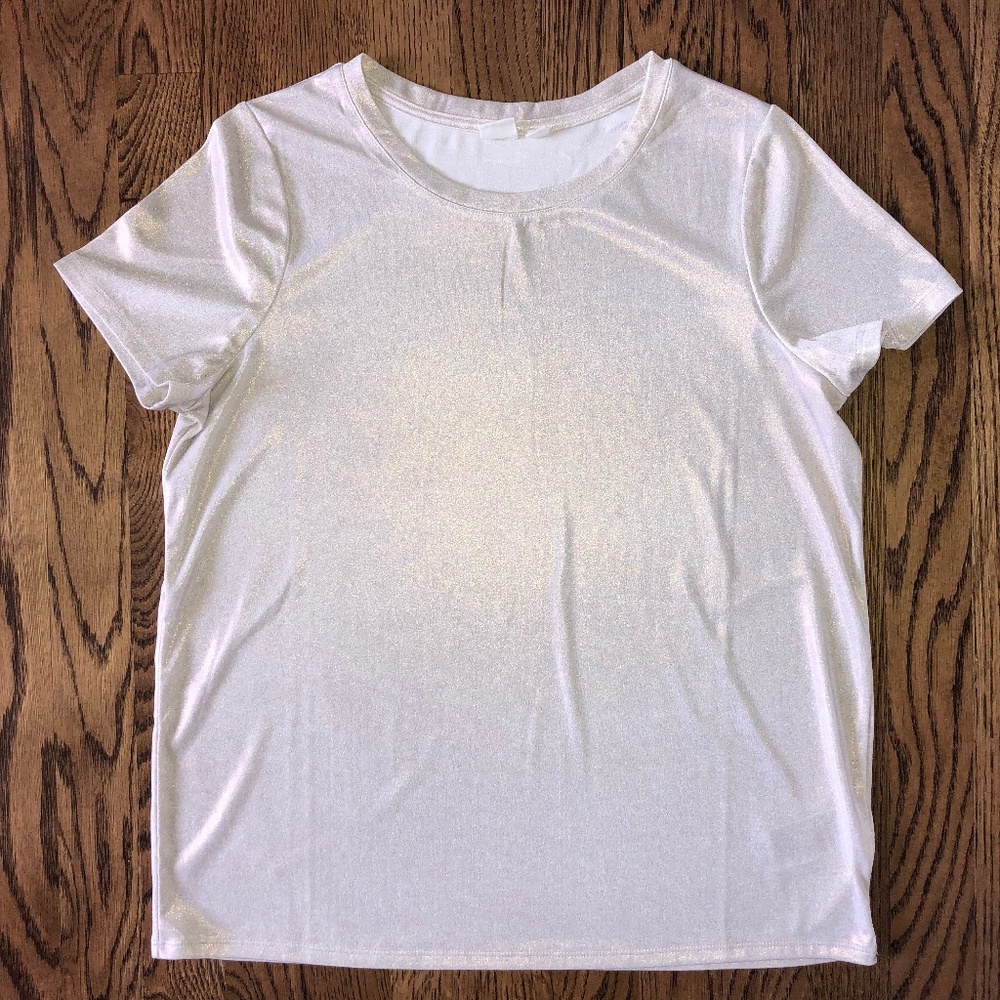 GAP Metallic Crewneck Tee in Champagne